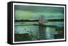 Minneapolis, Minnesota - Twilight Scene on Lake Calhoun, Sailboat-Lantern Press-Framed Stretched Canvas