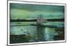 Minneapolis, Minnesota - Twilight Scene on Lake Calhoun, Sailboat-Lantern Press-Mounted Art Print