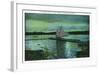 Minneapolis, Minnesota - Twilight Scene on Lake Calhoun, Sailboat-Lantern Press-Framed Art Print