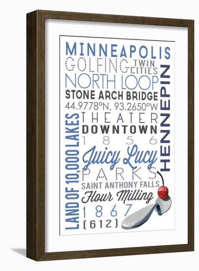 Minneapolis, Minnesota - Typography-Lantern Press-Framed Art Print