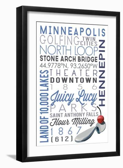 Minneapolis, Minnesota - Typography-Lantern Press-Framed Art Print