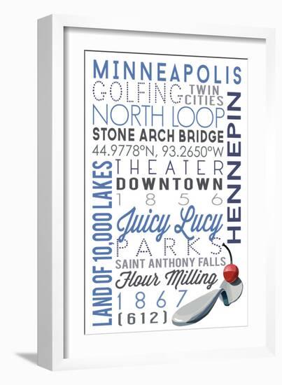 Minneapolis, Minnesota - Typography-Lantern Press-Framed Art Print