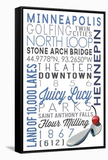 Minneapolis, Minnesota - Typography-Lantern Press-Framed Stretched Canvas