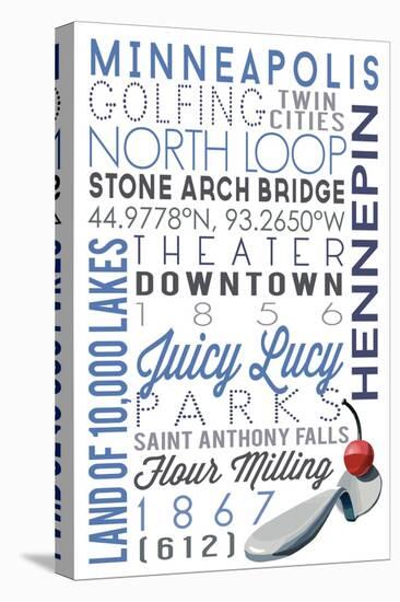 Minneapolis, Minnesota - Typography-Lantern Press-Stretched Canvas