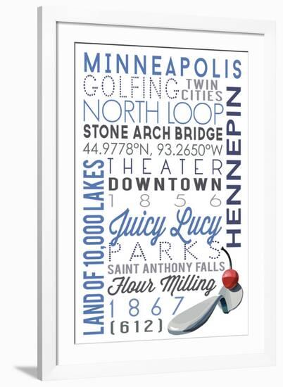 Minneapolis, Minnesota - Typography-Lantern Press-Framed Art Print