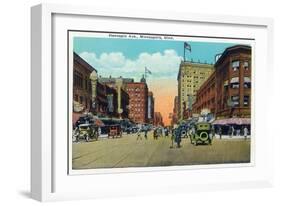 Minneapolis, Minnesota - View Down Hennepin Avenue-Lantern Press-Framed Art Print