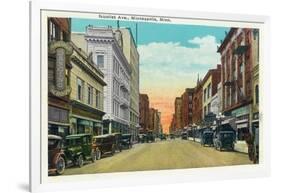 Minneapolis, Minnesota - View Down Nicollet Avenue-Lantern Press-Framed Art Print