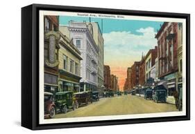 Minneapolis, Minnesota - View Down Nicollet Avenue-Lantern Press-Framed Stretched Canvas