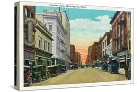 Minneapolis, Minnesota - View Down Nicollet Avenue-Lantern Press-Stretched Canvas