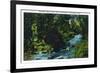 Minneapolis, Minnesota - View of the Hiawatha Statue Above Falls of Minnehaha-Lantern Press-Framed Art Print