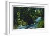 Minneapolis, Minnesota - View of the Hiawatha Statue Above Falls of Minnehaha-Lantern Press-Framed Art Print