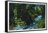 Minneapolis, Minnesota - View of the Hiawatha Statue Above Falls of Minnehaha-Lantern Press-Framed Stretched Canvas