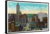 Minneapolis, Minnesota - Western View from New Bridge of Third Avenue-Lantern Press-Framed Stretched Canvas