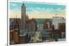 Minneapolis, Minnesota - Western View from New Bridge of Third Avenue-Lantern Press-Stretched Canvas