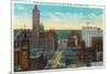 Minneapolis, Minnesota - Western View from New Bridge of Third Avenue-Lantern Press-Mounted Premium Giclee Print