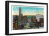 Minneapolis, Minnesota - Western View from New Bridge of Third Avenue-Lantern Press-Framed Art Print