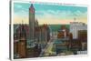 Minneapolis, Minnesota - Western View from New Bridge of Third Avenue-Lantern Press-Stretched Canvas