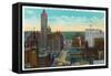 Minneapolis, Minnesota - Western View from New Bridge of Third Avenue-Lantern Press-Framed Stretched Canvas