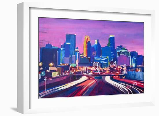 Minneapolis Skyline at Night in Minnesota-Markus Bleichner-Framed Art Print