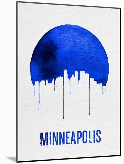 Minneapolis Skyline Blue-null-Mounted Art Print