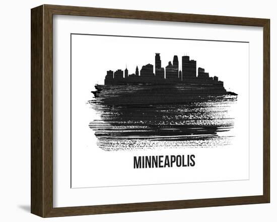 Minneapolis Skyline Brush Stroke - Black II-NaxArt-Framed Art Print