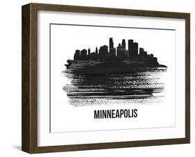 Minneapolis Skyline Brush Stroke - Black II-NaxArt-Framed Art Print