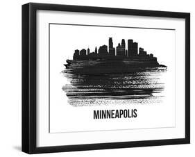 Minneapolis Skyline Brush Stroke - Black II-NaxArt-Framed Art Print