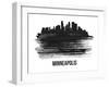 Minneapolis Skyline Brush Stroke - Black II-NaxArt-Framed Art Print