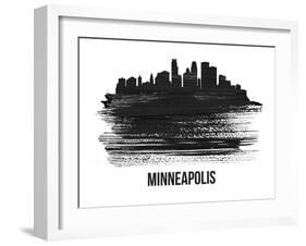 Minneapolis Skyline Brush Stroke - Black II-NaxArt-Framed Art Print