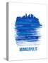 Minneapolis Skyline Brush Stroke - Blue-NaxArt-Stretched Canvas