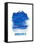 Minneapolis Skyline Brush Stroke - Blue-NaxArt-Framed Stretched Canvas