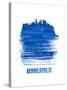 Minneapolis Skyline Brush Stroke - Blue-NaxArt-Stretched Canvas