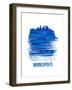 Minneapolis Skyline Brush Stroke - Blue-NaxArt-Framed Art Print