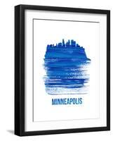 Minneapolis Skyline Brush Stroke - Blue-NaxArt-Framed Art Print