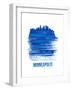 Minneapolis Skyline Brush Stroke - Blue-NaxArt-Framed Art Print