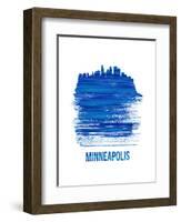 Minneapolis Skyline Brush Stroke - Blue-NaxArt-Framed Art Print