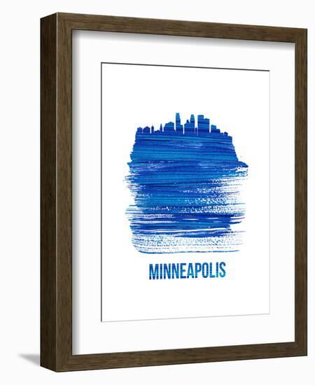 Minneapolis Skyline Brush Stroke - Blue-NaxArt-Framed Art Print