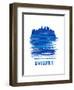 Minneapolis Skyline Brush Stroke - Blue-NaxArt-Framed Art Print