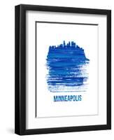 Minneapolis Skyline Brush Stroke - Blue-NaxArt-Framed Art Print