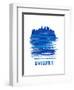 Minneapolis Skyline Brush Stroke - Blue-NaxArt-Framed Art Print