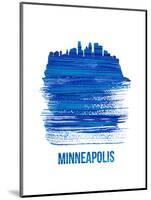 Minneapolis Skyline Brush Stroke - Blue-NaxArt-Mounted Art Print