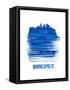 Minneapolis Skyline Brush Stroke - Blue-NaxArt-Framed Stretched Canvas