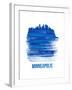 Minneapolis Skyline Brush Stroke - Blue-NaxArt-Framed Art Print