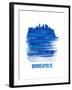 Minneapolis Skyline Brush Stroke - Blue-NaxArt-Framed Art Print