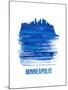 Minneapolis Skyline Brush Stroke - Blue-NaxArt-Mounted Art Print