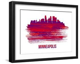 Minneapolis Skyline Brush Stroke - Red-NaxArt-Framed Art Print