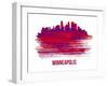 Minneapolis Skyline Brush Stroke - Red-NaxArt-Framed Art Print