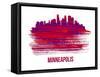 Minneapolis Skyline Brush Stroke - Red-NaxArt-Framed Stretched Canvas