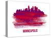 Minneapolis Skyline Brush Stroke - Red-NaxArt-Stretched Canvas