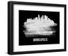 Minneapolis Skyline Brush Stroke - White-NaxArt-Framed Art Print